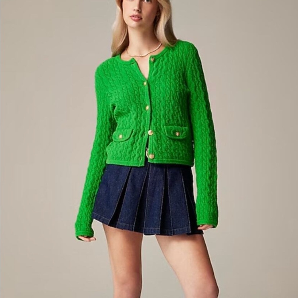 J. Crew Odette Cable-knit lady jacket sweater